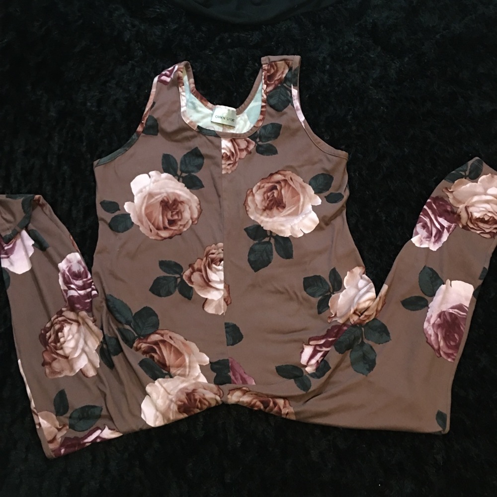 Floral Jumpsuit 1X purple